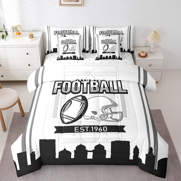 Erosebridal Sport Football Bedding Sets Twin Size,Stripes Comforter Sets with Sheets,Room Decorative,Reversible,Breathable,7-Piece