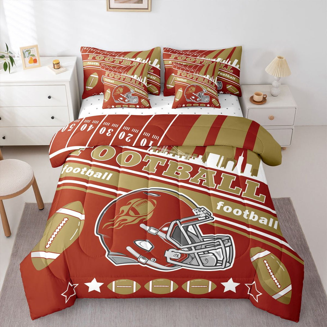 Erosebridal Football 7 Pieces Comforter Sets Full Size For Kids Boys,San Francisco Bedding Set For All Season Gifts For Football Fans Football City Bed In A Bag With Comforter Sheets