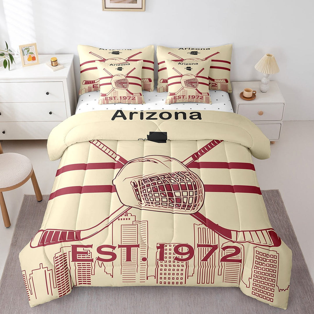 Erosebridal Twin Comforter Set 7 Pieces, All Season Reversible Bed in a Bag Twin, Ultra Soft Twin Bedding Set with Hockey Comforter, Flat Sheet, Fitted Sheet, Pillowcases, Pillow Shams,Arizona