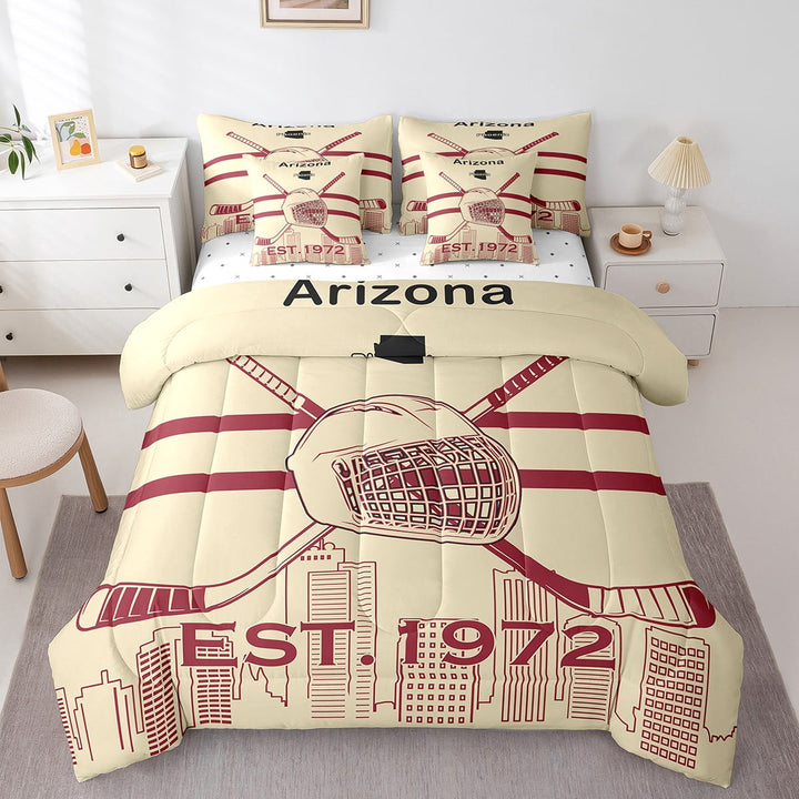 Erosebridal Twin Comforter Set 7 Pieces, All Season Reversible Bed in a Bag Twin, Ultra Soft Twin Bedding Set with Hockey Comforter, Flat Sheet, Fitted Sheet, Pillowcases, Pillow Shams,Arizona