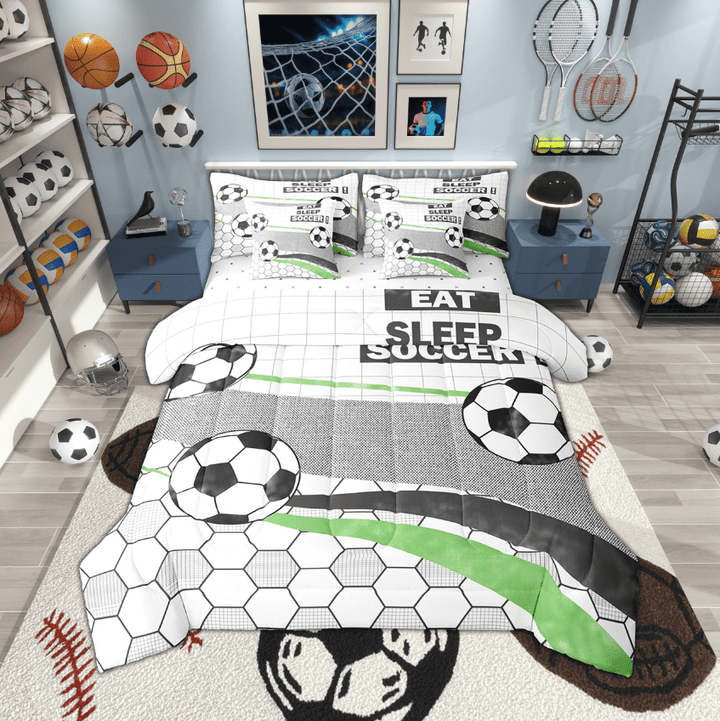 7 Piece Football Queen Comforter Set ,Sports Soccer Bedding Sets Ball Games Room Decor,Honeycomb Geometric Bed in a Bag with Fitted Sheet,Flat Sheet,Pillowcases &amp; Shams