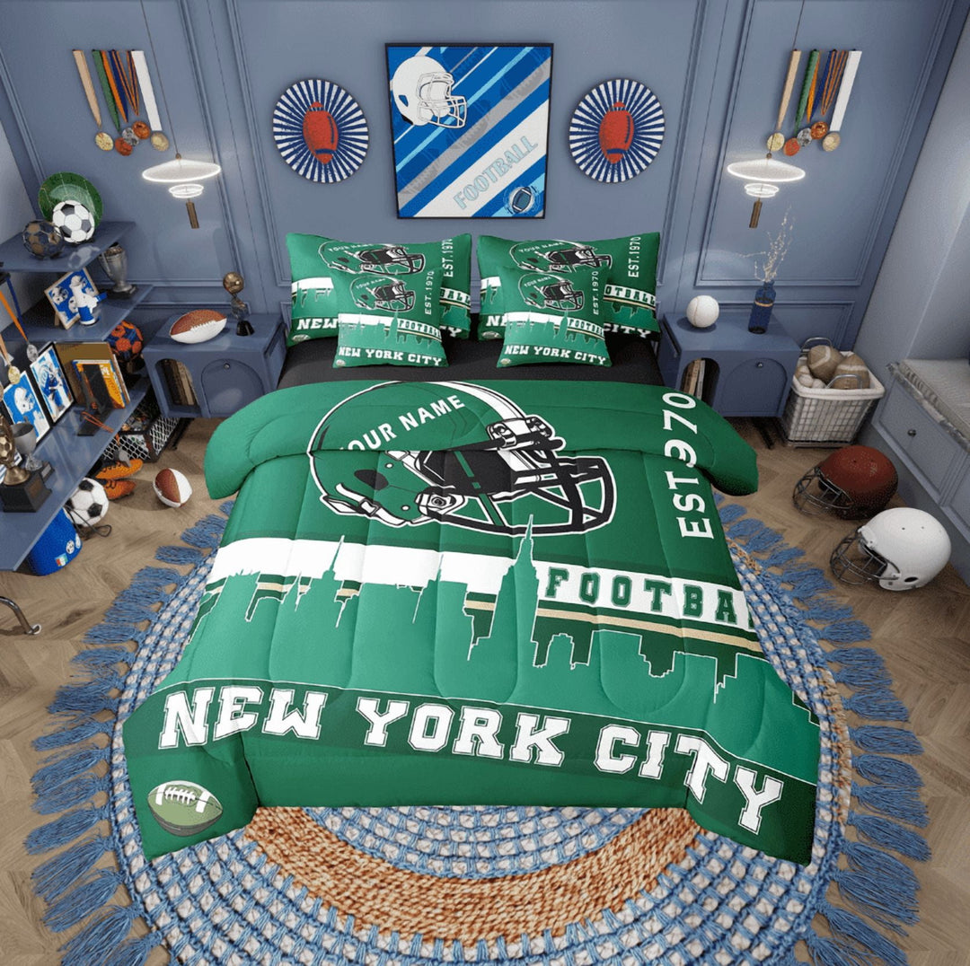 Erosebridal Modern Ball Sport Bedding Sets Twin Size, Retro Soccer Comforter Sets with Sheets, Football Helmet Decor, Reversible