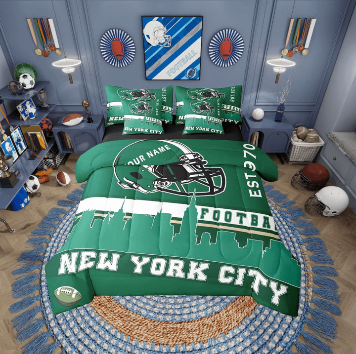 Erosebridal Modern Ball Sport Bedding Sets Twin Size, Retro Soccer Comforter Sets with Sheets, Football Helmet Decor, Reversible