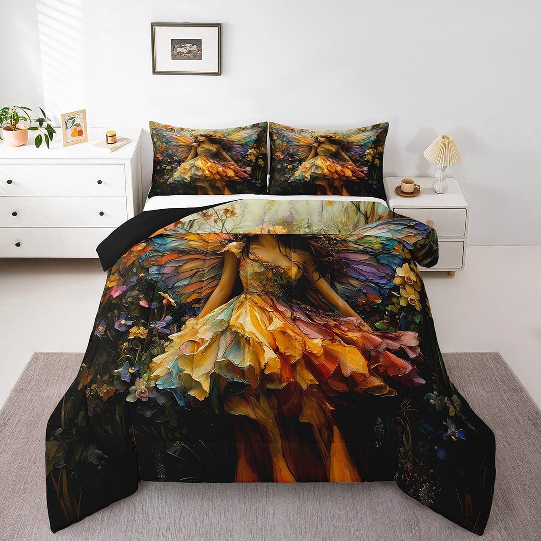 Erosebridal Fairy Comforter Sets Twin Size , Oil Painting Style Comforters &amp; Duvets, Reversible