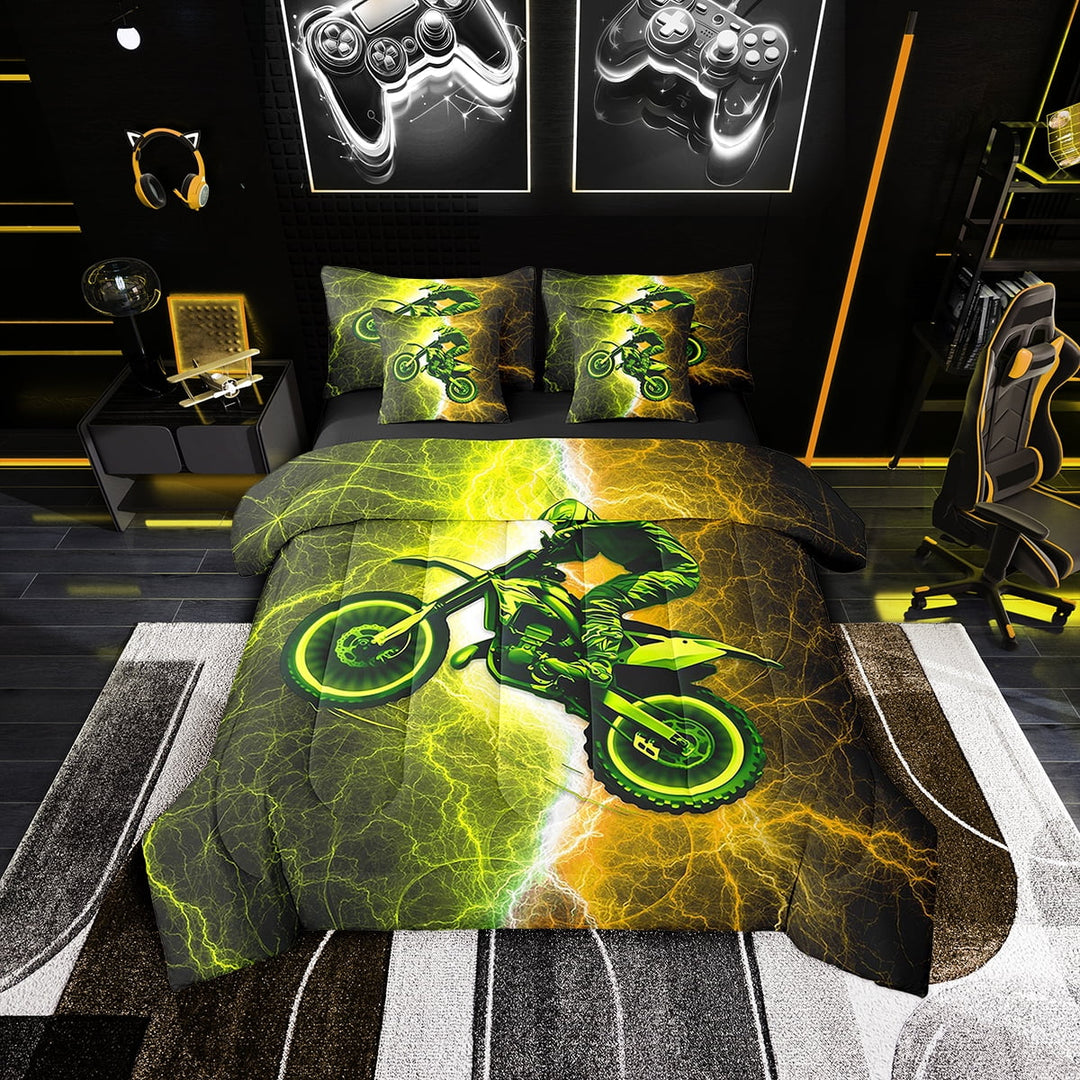 Erosebridal Cool Dirt Bike Bedding Twin Size 7pcs, Bedroom Decor, Breathable