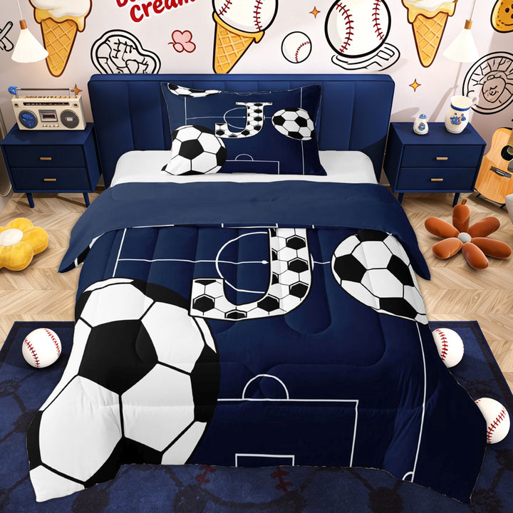 Erosebridal Kids Est Soccer Sleep Twin Comforter Sets, Cute J Letter Bedding Set, 2 Pieces