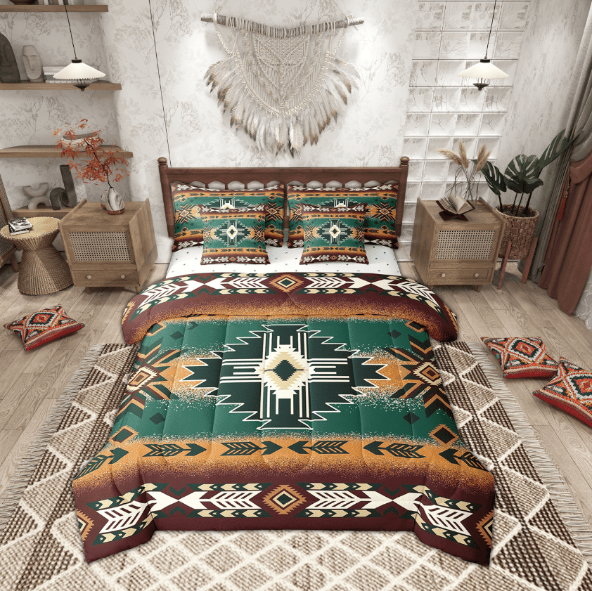 Erosebridal Bohemian Aztec Bedding Sets King Size,Hippie Tribal Bed in a Bag King size,Lightweight Reversible Bedding King Size,Boho Decoration,7 Pieces