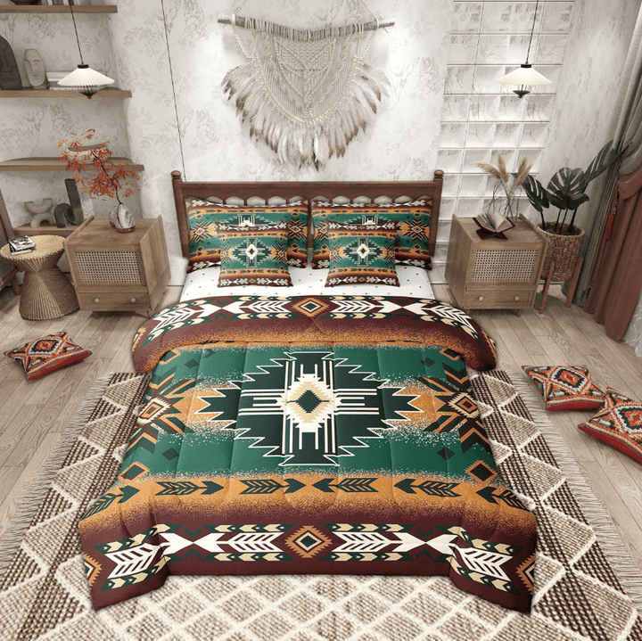Erosebridal Bohemian Aztec Bedding Sets King Size,Hippie Tribal Bed in a Bag King size,Lightweight Reversible Bedding King Size,Boho Decoration,7 Pieces