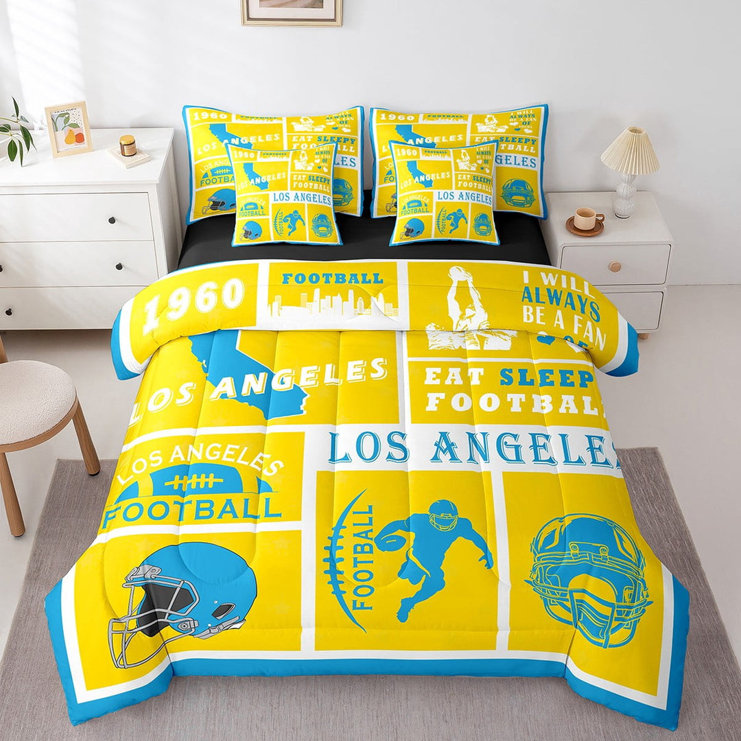 Erosebridal Rugby 7 Pieces Bedding Set Football Twin Comforter Set with Sheets Room Decor Sports Fan Bed in a Bag Ball Bed Set