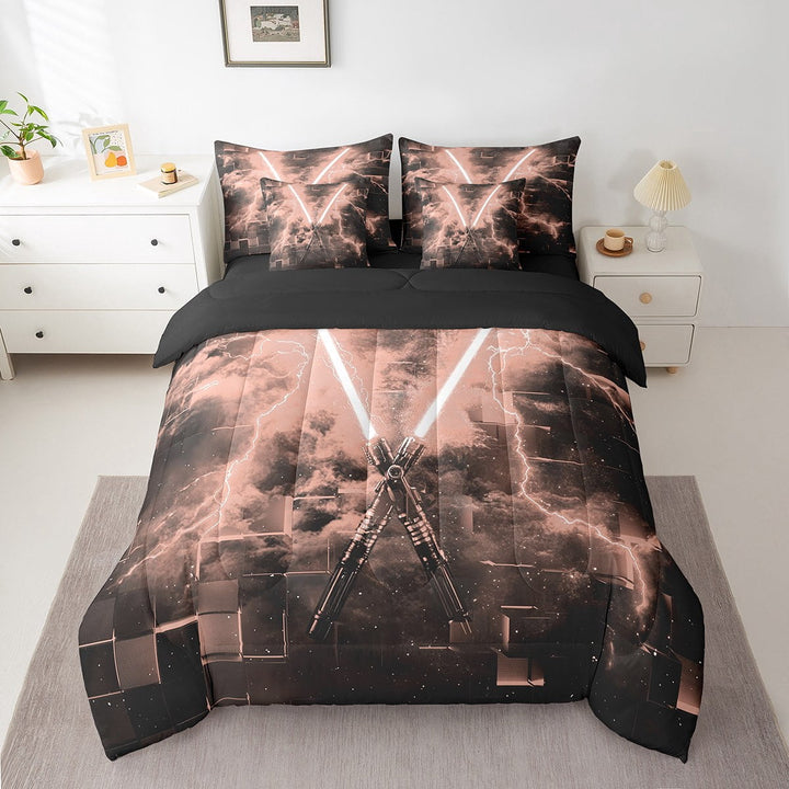 Erosebridal Lightning Bedding Twin Size for Teens, Rectangle Geometric Bed in a Bag Twin size, Modern Fashion Decor, Reversible