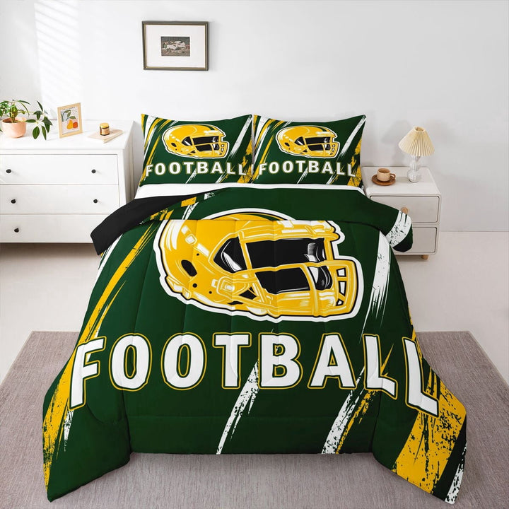 Erosebridal Soccer Bedding Twin Comforter Set for Teens, Eat Sleep Down Comforter, Football City Decor, Reversible 2-Piece