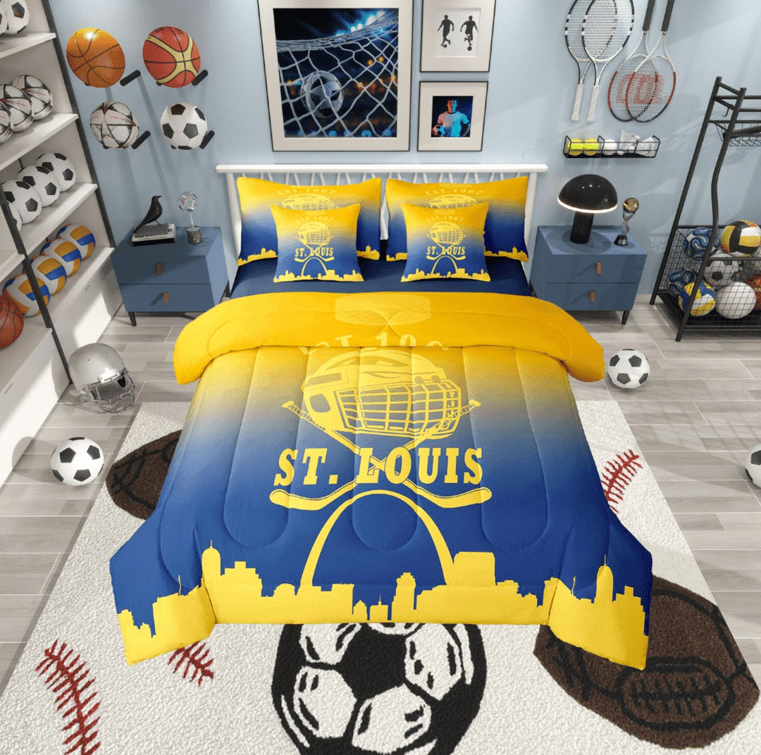Erosebridal Soccer Lover Bedding Twin Size, American Football Bed in a Bag Twin size, Eat Sleep Reversible Bed Set, Super Cozy Bedroom Decoration, 7pcs
