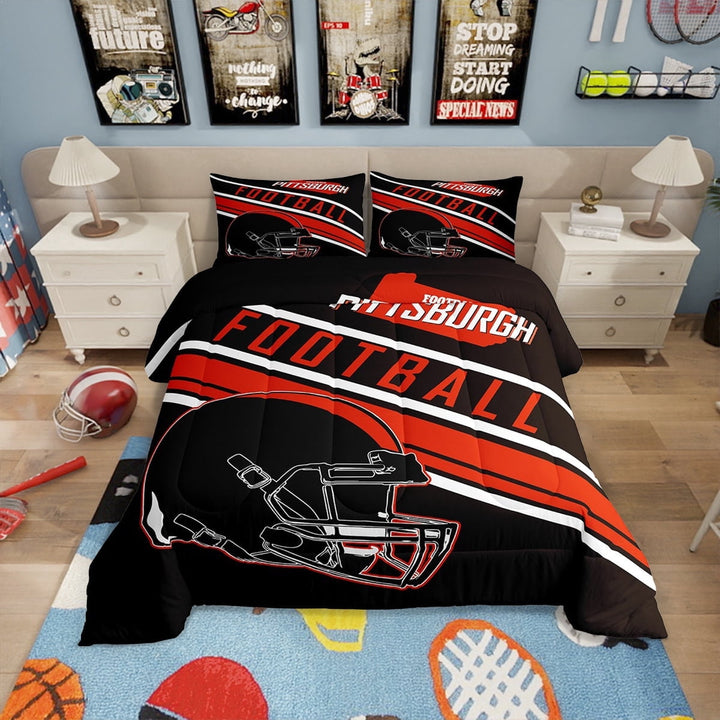 Erosebridal Football Bedding Twin Comforter Set Teens, Breathable 2-Piece, Black, Pittsburgh