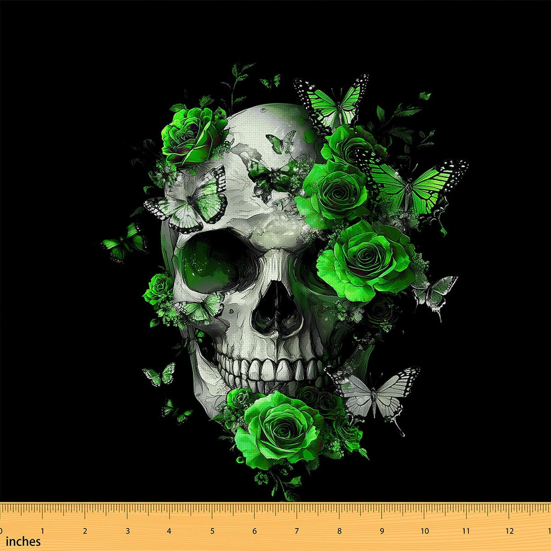 Castle Fairy Gothic Skull Fabric by the Yard 1 Yard for Teens,Chic Flower Home Decor Fabric by the Yard,Happy Halloween Room Decor Fabric by the Yard,Super Cozy Room Decor