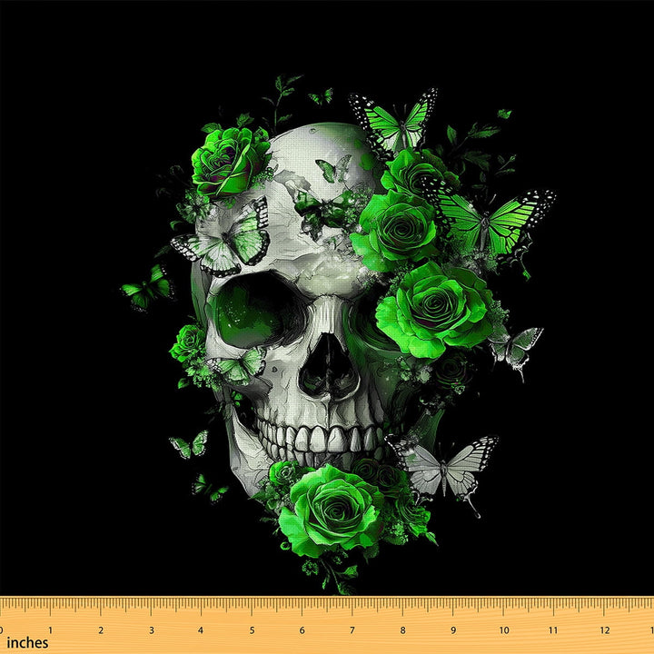 Castle Fairy Gothic Skull Fabric by the Yard 1 Yard for Teens,Chic Flower Home Decor Fabric by the Yard,Happy Halloween Room Decor Fabric by the Yard,Super Cozy Room Decor