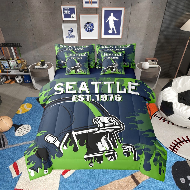 Erosebridal 3D Football Helmet Bedding Twin Size, Rugby Sports Bed in a Bag Twin size, Soccer Lovers Decor, Reversible