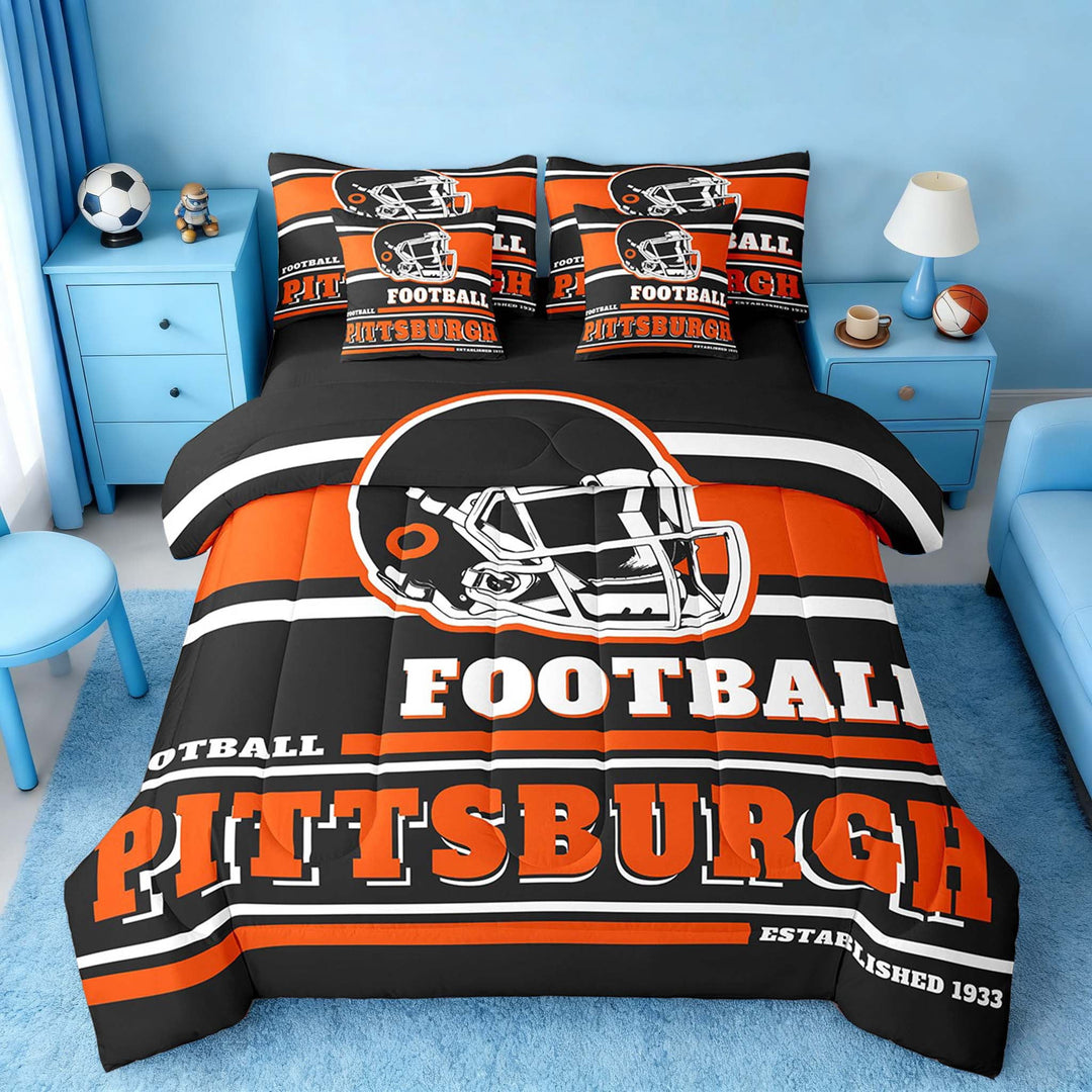 Erosebridal Sports Bedding Twin Size 7pcs, Lightweight, Black Red, Pittsburgh