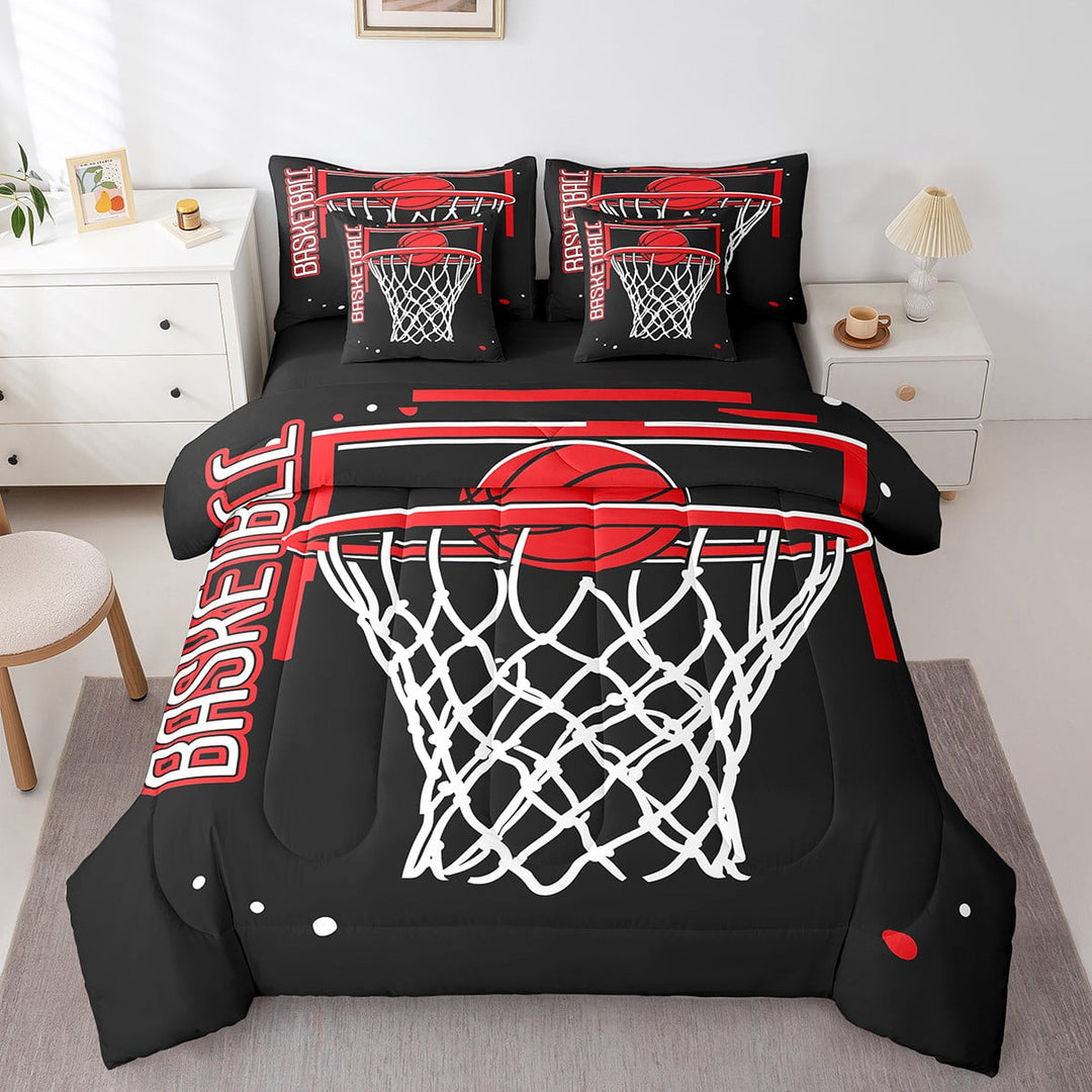 Basketball Comforter Set 7 Piece Bed in a Bag Twin,Basketball Hoop Bedding Sets Ball Game Sheet Set With Comforter,Competitive Sports Bed Set