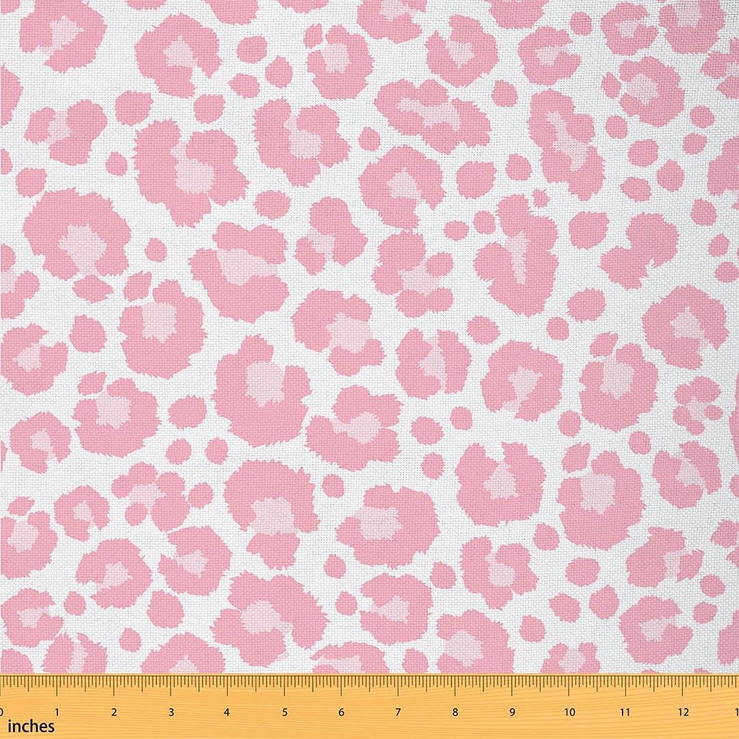 Manfei Kawaii Pink Cheetah Print Fabric by the Yard (2 Yards), Pastel Leopard Print Decorative Fabric by the Yard, Wild Animal Sewing &amp; Crafting Fabric