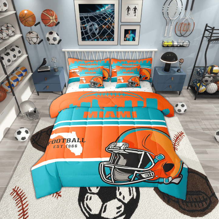 Erosebridal American Football City Bedding Sets, Eat Sleep Comforter Sets with Sheets, Soccer Lover Bed Sheets Set, Lightweight Room Decoration, 7pcs