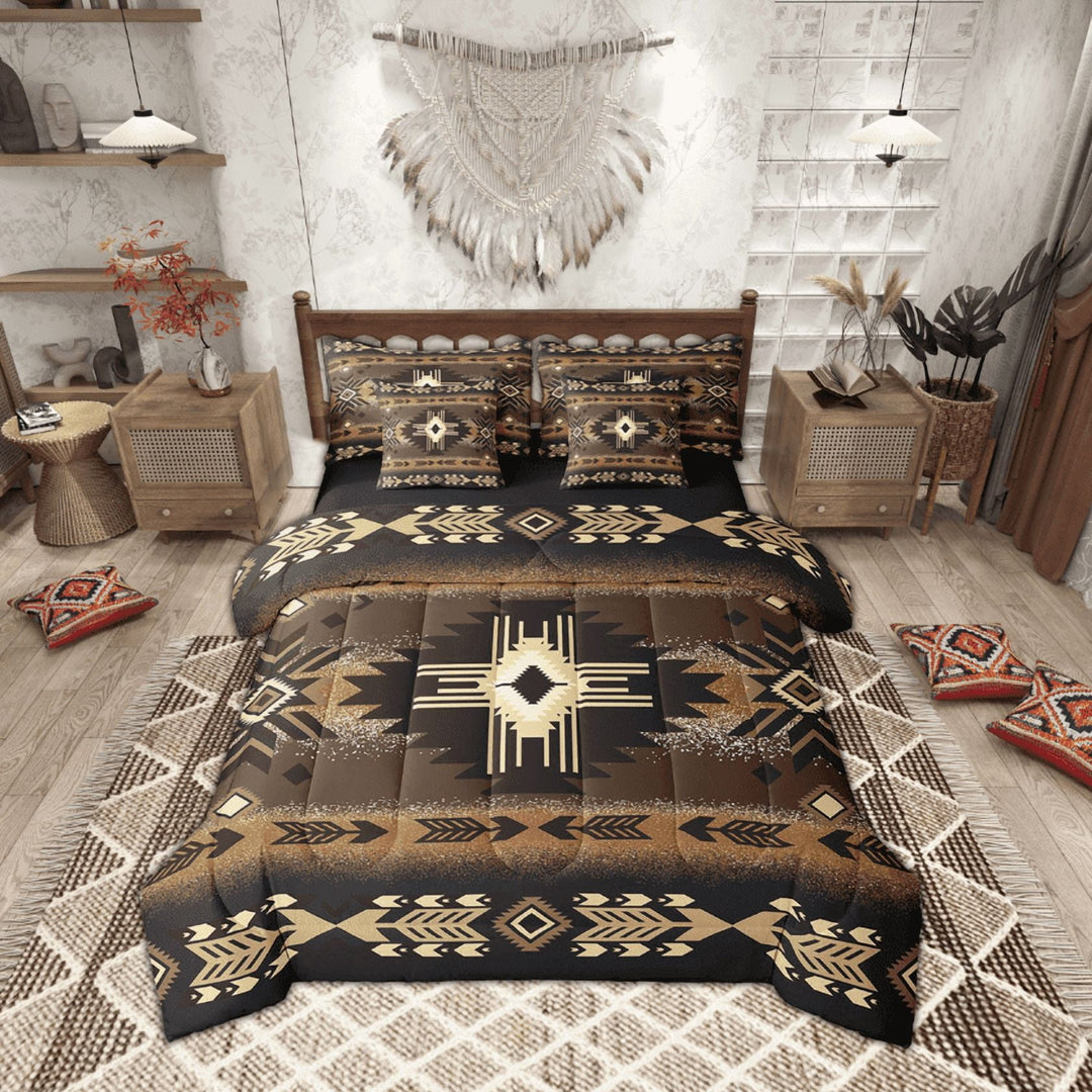 Erosebridal Bohemian Aztec Bedding Sets King Size,Hippie Tribal Bed in a Bag King size,Breathable Reversible Bedding King Size,Boho Decoration,7 Pieces
