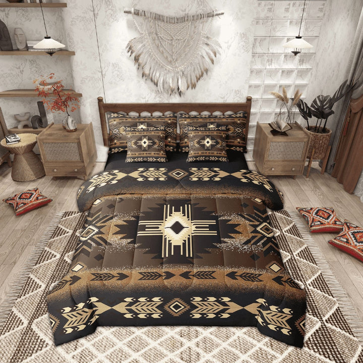 Erosebridal Bohemian Aztec Bedding Sets King Size,Hippie Tribal Bed in a Bag King size,Breathable Reversible Bedding King Size,Boho Decoration,7 Pieces