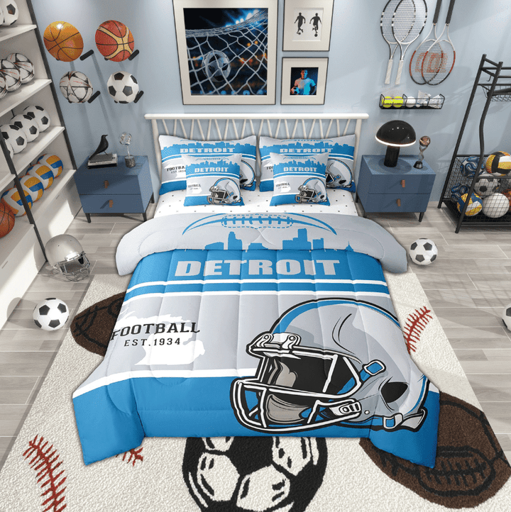 Erosebridal Soccer Lover Bedding Sets, American Football Comforter Sets with Sheets, Eat Sleep Bed Sheets Set, Super Cozy Bedroom Decorative, 7-Piece