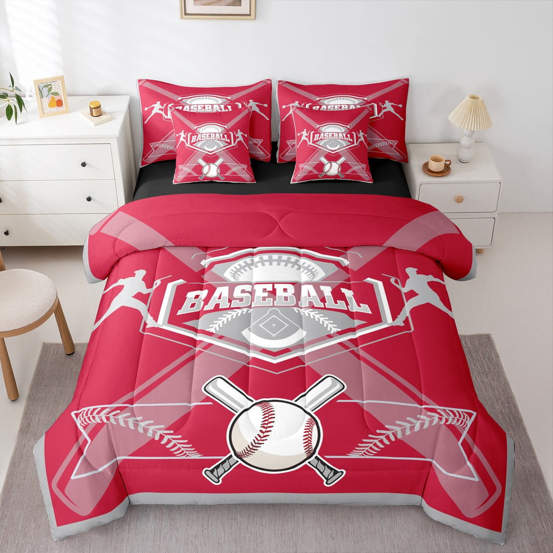 7-Pcs Baseball Bedding Set , Twin Size Comforter Set with Sheets and Pillowcase, 7-Pcs Soft Lightweight Bed in a Bag,Sports Bed Set,Baseball Team Bedding,Los Angeles