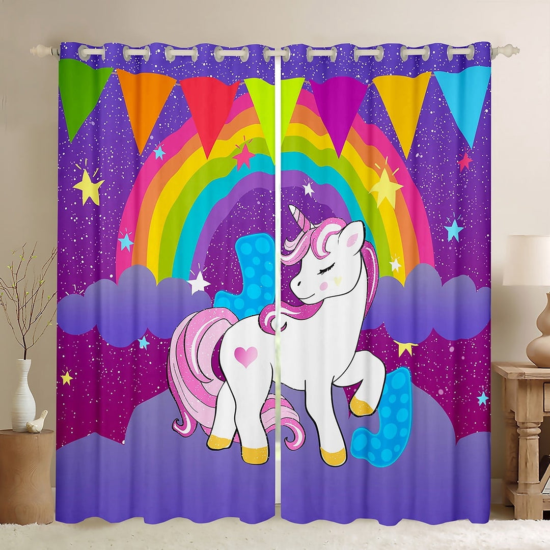 Erosebridal Monogrammed J Curtains Pack of 2 (38x54), Dreamy Unicorn Blackout Curtains for Bedroom, Initial A to Z Letter Curtains for Living Room, Window Drapes Room Decor