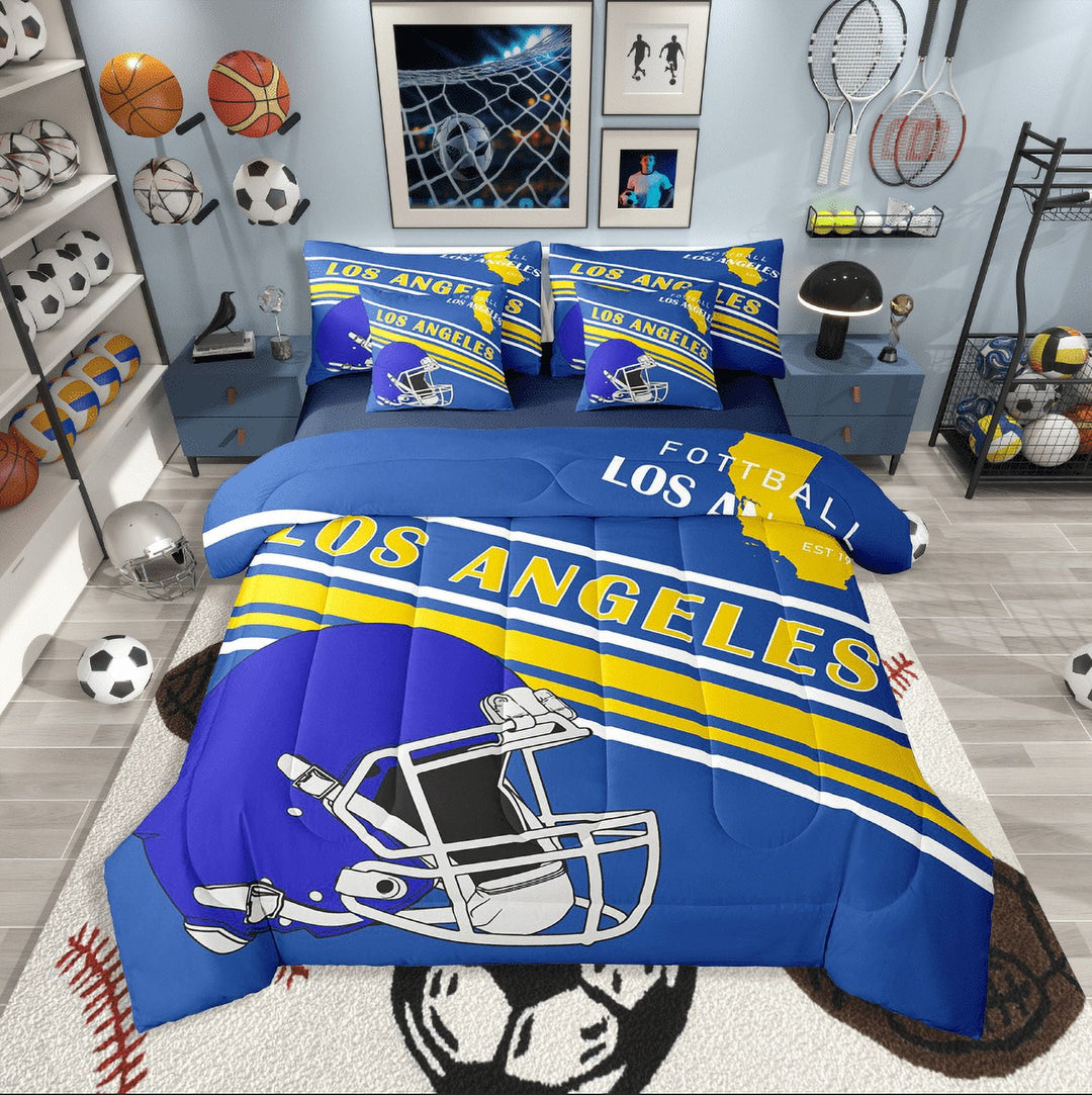 Erosebridal Sport Footabll Bedding Sets Twin Size,Ball Game Comforter Sets with Sheets,Teenager Bedroom Decor(Los Angeles),Reversible,Breathable,7pcs