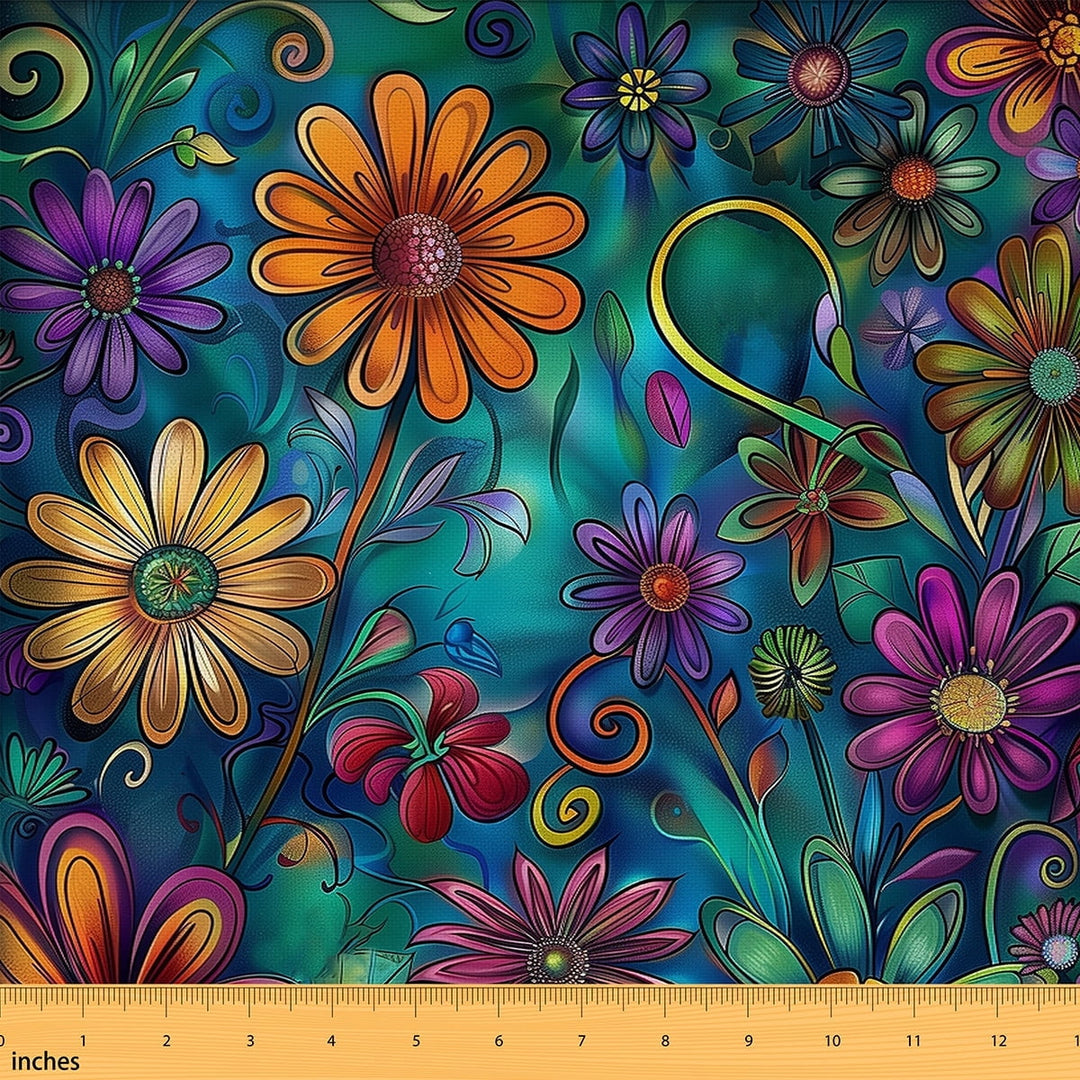 Castle Fairy Chic Flower Fabric by the Yard 3 Yards for Teenager,Exotic Style Sewing Fabric,Bohemian Theme Fabric for Sewing,Super Cozy Room Decor