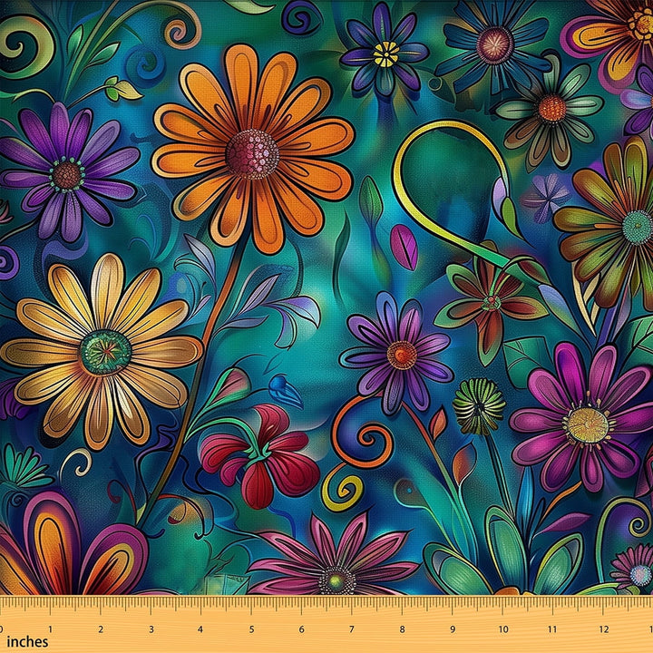 Castle Fairy Chic Flower Fabric by the Yard 3 Yards for Teenager,Exotic Style Sewing Fabric,Bohemian Theme Fabric for Sewing,Super Cozy Room Decor