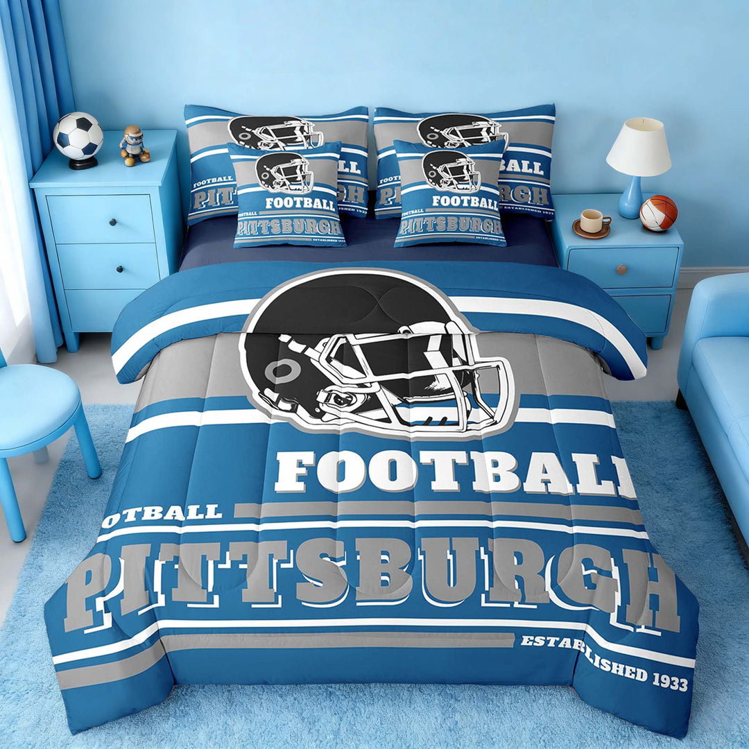 Erosebridal Football Bedding Full Size 7pcs Teens, Breathable, Navy Blue, Pittsburgh