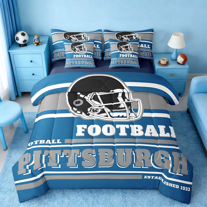 Erosebridal Football Bedding Full Size 7pcs Teens, Breathable, Navy Blue, Pittsburgh