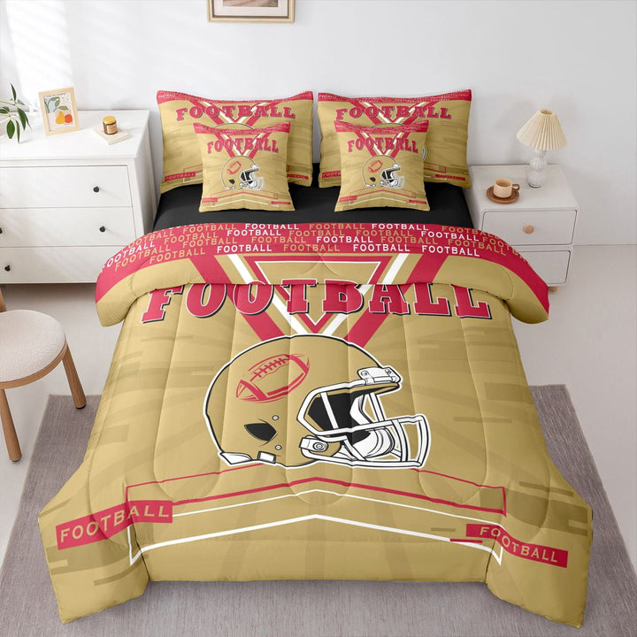Erosebridal Teens Football Bedding Set Twin Size 7 Piece Bed in A Bag American Football Comforter Set Teens Super Soft All Season for Bedroom,Sports Reversible Bed Sets
