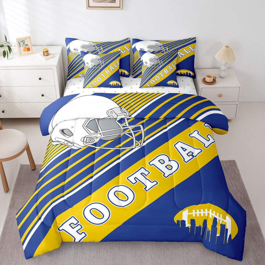 American Football City Comforter Sets Twin Sports Football Bedding Bed In A Bag(Comforter+Fitted+Flat Sheet+2 Pillowcases+2 Throw Pillow Covers) 7Pcs Bed Set, Los Angeles