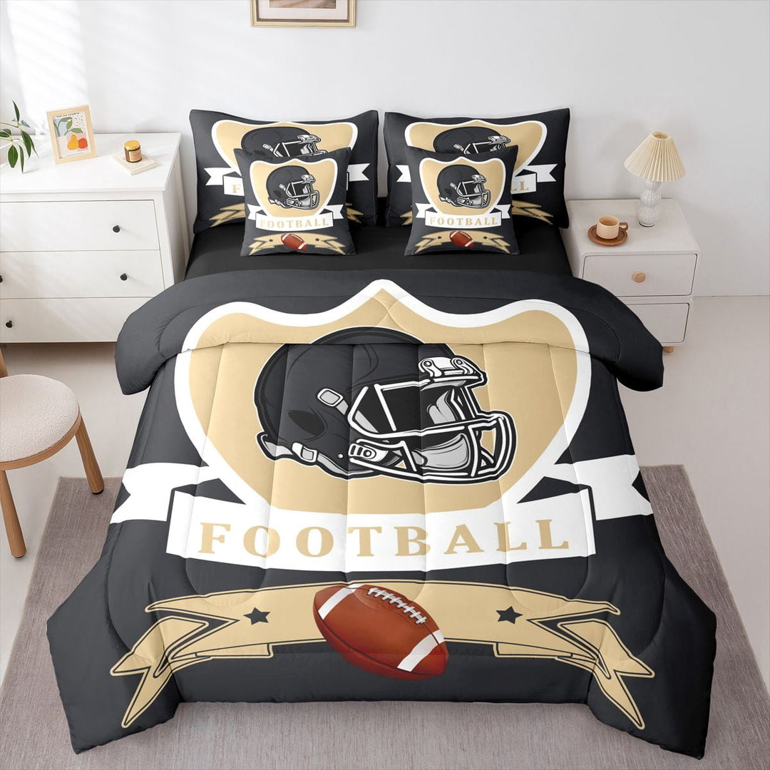Erosebridal American Football City Bedding, Eat Sleep Bed in a Bag, Rugby Lover Reversible Bed Set, Ultra Soft Room Decor, 7-Piece