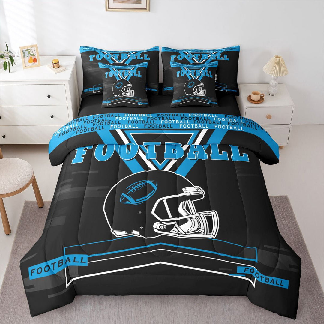 Erosebridal Twin Bed in a Bag Football Comforter Set with Sheets 7Pieces All Season American Football Bedding Sets with Comforter, Cushion Case, Flat Sheet, Fitted Sheet and Pillowcase