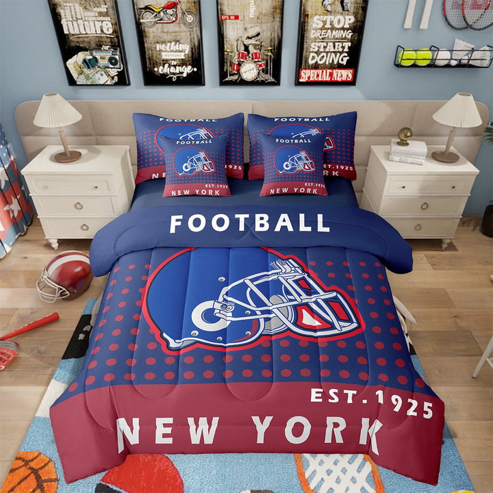 Football City Bedding Sets Twin Size Football Bed in a Bags 7 Piece Football Team Sports Game Comforter Set with Sheets Football Lover Bed Set American Football City Sheets(Las Vegas)