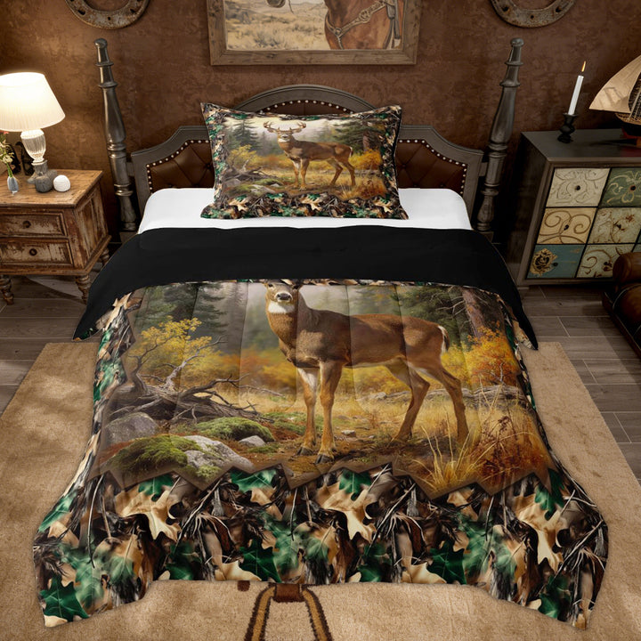Erosebridal Wildlife Deer Kids Twin Comforter Sets, Cartoon Western Animals Bedding Set, 2pcs