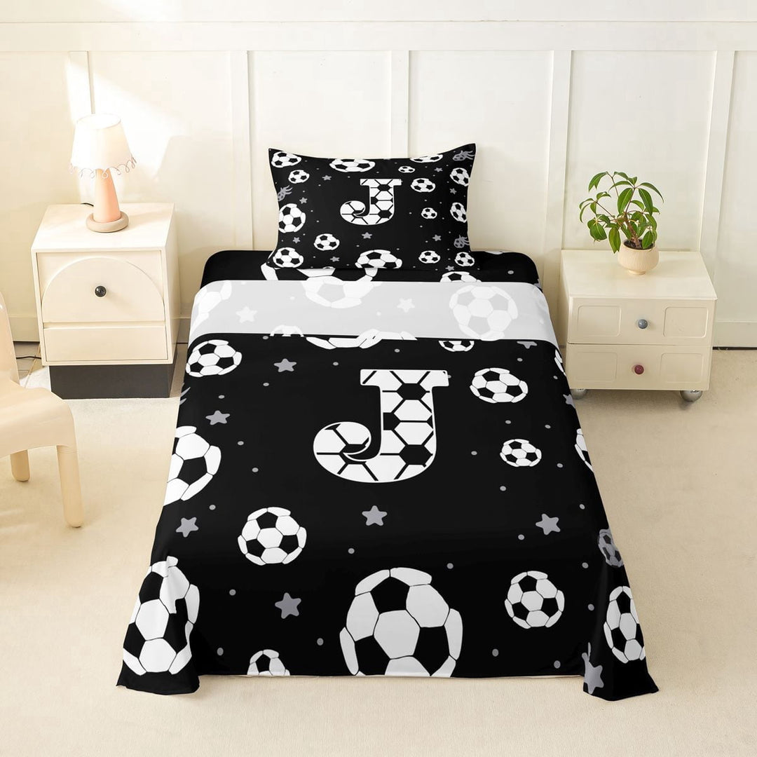 Erosebridal Football Sport Games Kids Twin Sheet Sets,First Letter J Bedding For Soccer Gamer 3 Pieces