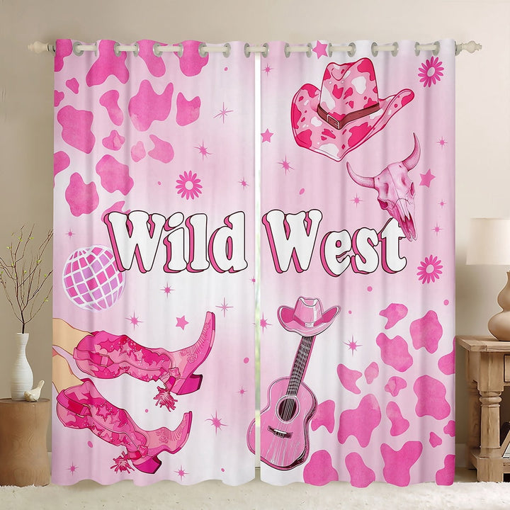 Erosebridal Guitar Boots Curtains Pack of 2 (42Wx63L),Disco Ball 30%-50% Black Out Curtains,Western Theme Curtains for Living Room (42Wx63L),Music Room Decorative