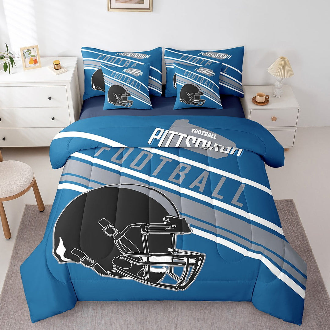 Erosebridal Football Bedding Sets Twin Size 7-Piece, Teens Room Decor, Navy, Ultra Soft, Pittsburgh