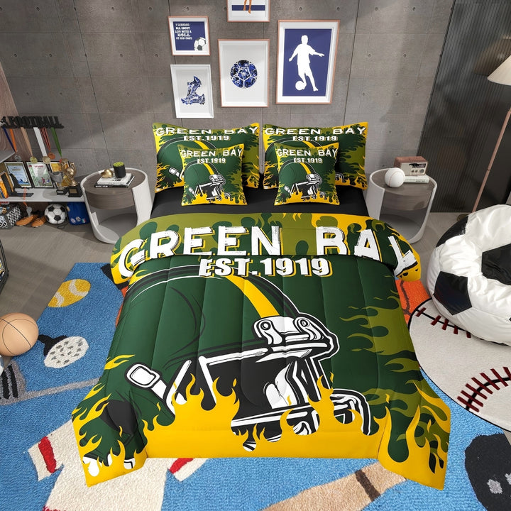 Erosebridal Vintage Soccer Bedding Twin Size s, Rugby Lovers Bed in a Bag Twin size, Football Sport Decor, Reversible