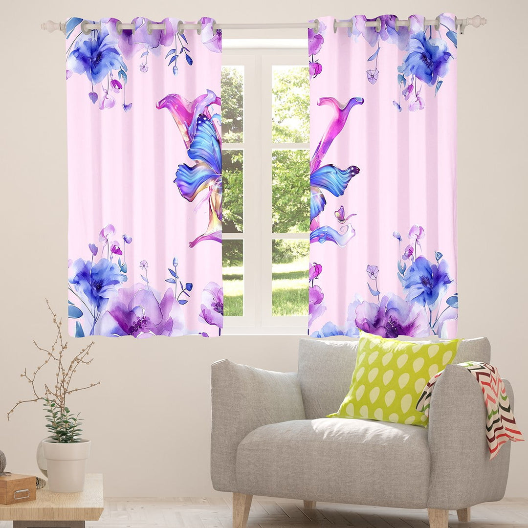 Manfei Cartoon Flower Butterfly Blackout Curtains,Watercolor Splash Ink Curtains Pack of 2 (38x45 Each),First Letter Y Window Curtains For Girls,Super Cozy Room Decor