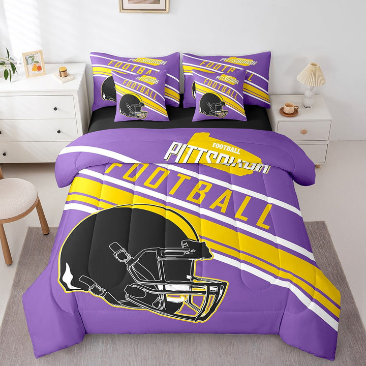 Erosebridal Sports Bedding Twin Size 7pcs, Lightweight, Purple, Pittsburgh