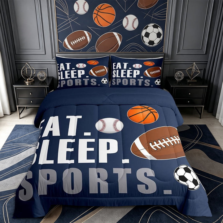 Erosebridal Football Comforter Set Basketball Ball Games Comforter for Boys Girls,Sports Bedding Set Comforter Room Decor Duvet Set Full Size