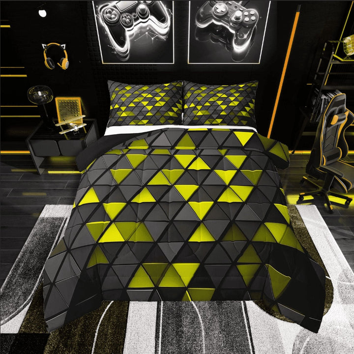 Erosebridal Stereoscopic Triangle Bedding Twin Comforter Set,Gradien Geometric Down Comforter,Neon Decor,Reversible,Lightweight,2-Piece
