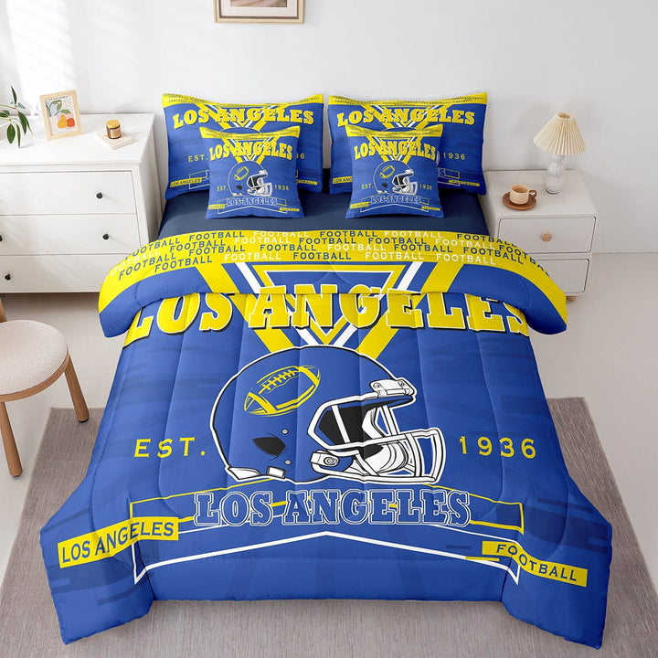 Erosebridal Twin Comforter Set,7 Pieces Football Bedding Sets Twin Bed in a Bag with Reversible American Football Bed Set,Sports Comforter, Sheets, Pillowcases