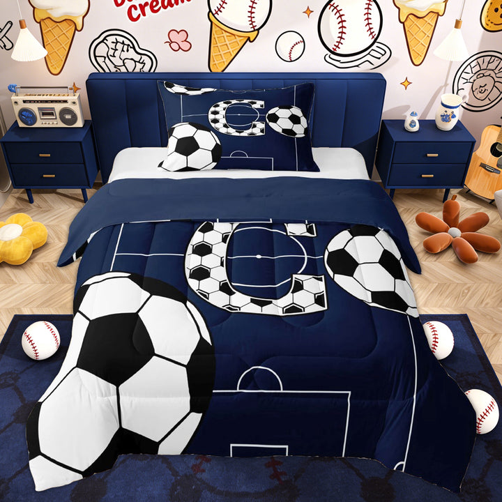 Erosebridal Monogrammed C Kids Twin Comforter Sets, Cartoon Honeycomb Soccer Bedding Set, 2-Piece